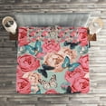 thumbnail image 2 of Ambesonne Colorful Quilted Coverlet 3 Pcs, Peony Rose Butterflies, King Size, Multicolor, 2 of 2