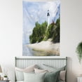 thumbnail image 4 of Vintage Beach Tapestry, Photo of Trees Lighthouse on a Beach Cloudy Sky Calm Nature Landscape Art, Wall Hanging for Bedroom Living Room Dorm Decor, 40"W X 60"L, Multicolor, by Ambesonne, 4 of 5