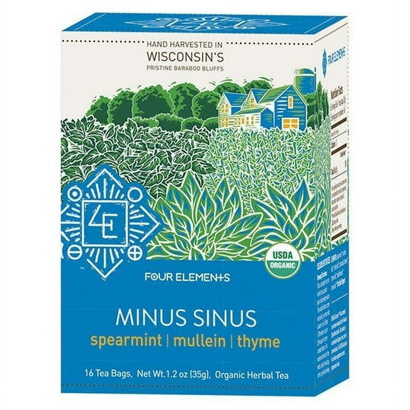 Four Elements Herbals - Organic Herbal Tea Minus Sinus - 16 Tea Bags
