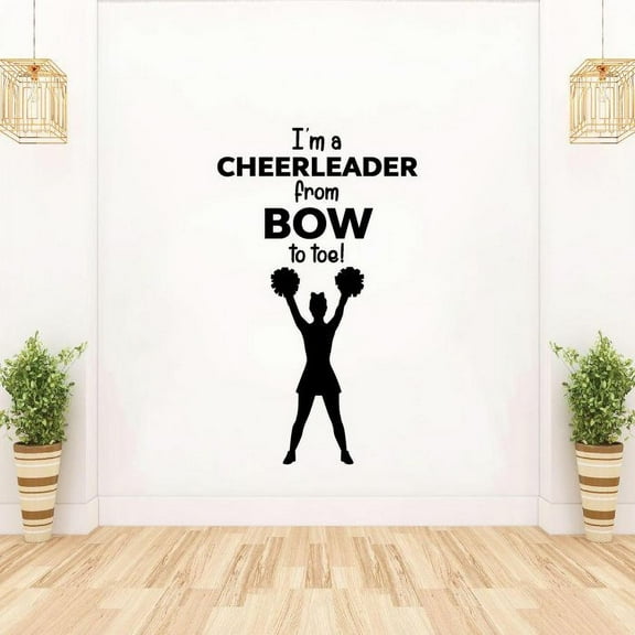 Im A Cheerleader From Bow To Toe Cherleader Silhouette Vinyl Wall Sticker Art Decal Girls Boys Kids Room Design Bedroom Gym Athlete House Home Decor Stickers Wall Art Vinyl Decoration Size(10x6 inch)