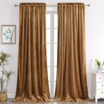 thumbnail image 1 of Cortinas Benedeco de terciopelo camel para dormitorio, ventana, 2 paneles, 1 of 9