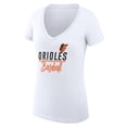 thumbnail image 2 of Women's G-III 4Her by Carl Banks White Baltimore Orioles Super-Slim Fit Lightweight Team Graphic V-Neck T-Shirt, 2 of 3