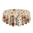 thumbnail image 5 of Pioneer Flower Floral Print Pattern Round Tablecloth 60"x60",Wrinkle Wipeable Table Cloth for Kitchen Dining Room Picnic Patio Party, 5 of 6