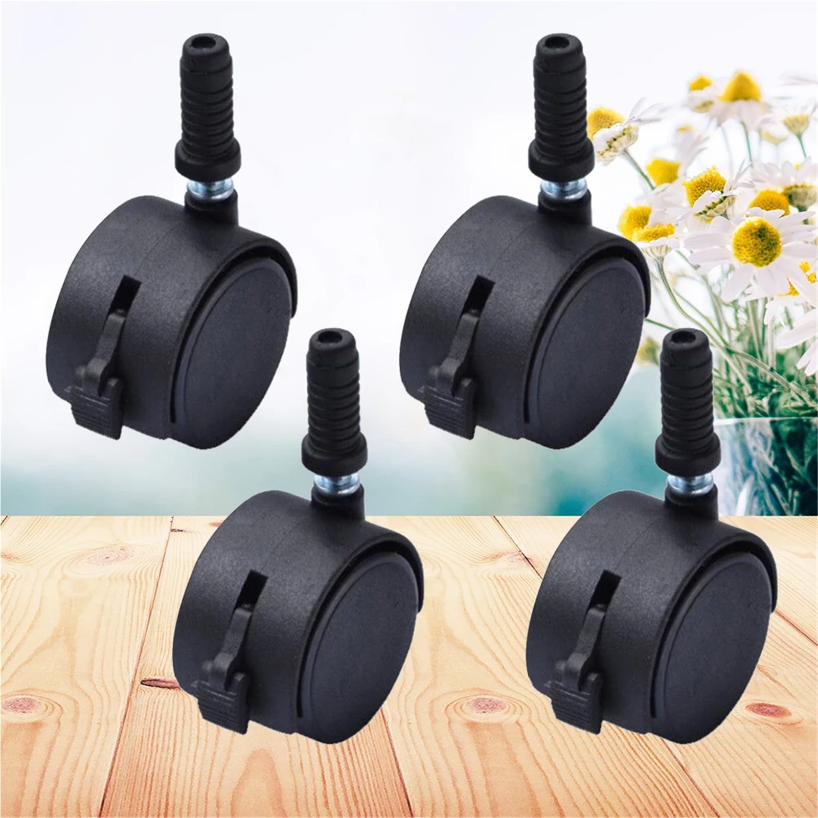 4pcs Office Office Chair Wheel Heavy Duty Bed Fes Wheel Furniture Caster Black Swivel Roller Replacement Mute Caster Wheel ,Quiet and Smooth