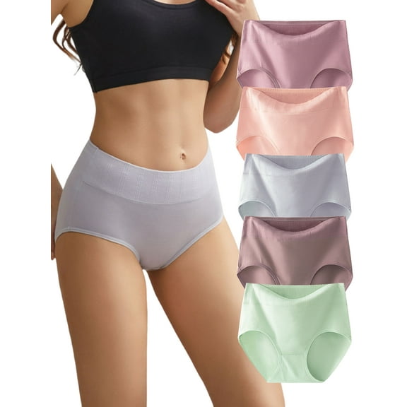 GaaiKei Breathable Cotton High Waisted Underwear Women Pack Comfortable Underwear for Women (5 Pack, Size 6)
