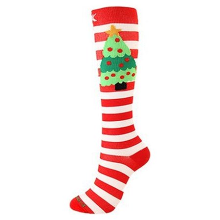 

maytalsoy 1 Pair Christmas Style Sock Sports Socks Anti Fatigue Knee Stocking New Year Gifts Accessory Cycling Sporting Running Type 7 S/M