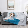 thumbnail image 2 of Rateoe Terrier Takes A Bath With Shower Cap Pattern Flannel Throw Blanket, Ultra-soft Blanket for Bed, Couch, Car, Hypoallergenic Anti-pilling blanket-50"x40"(Horizontal), 2 of 6