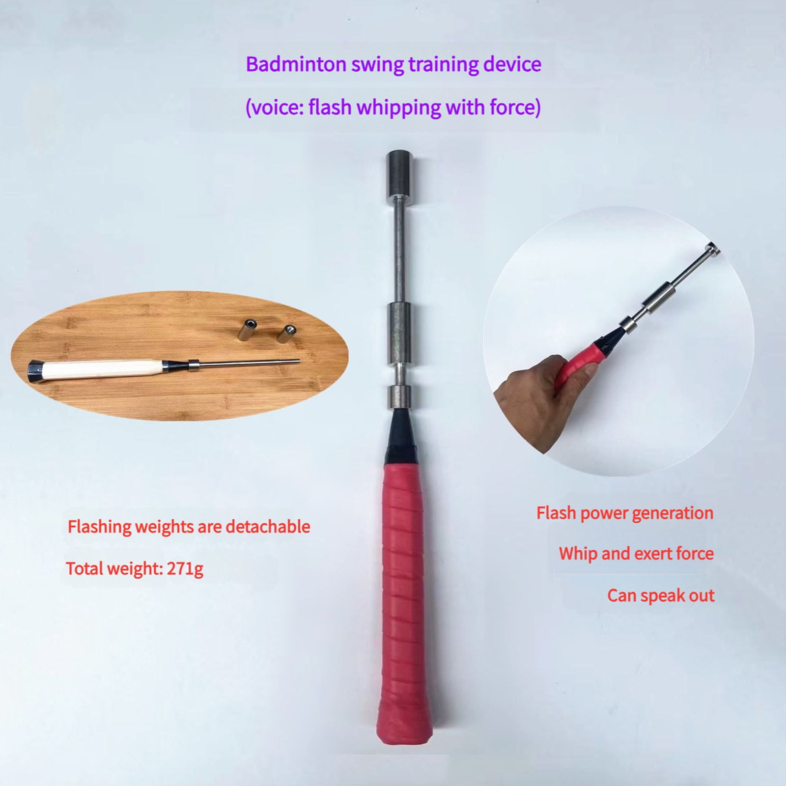Badminton Swing Trainer with Adjustable Weight & Ergonomic Grip for Power Development
