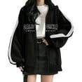thumbnail image 1 of Gibobby chaquetas elástica ligera Sudadera con capucha para mujer Estampado con cremallera Sudadera con capucha Suelta Streetwear Chaqueta Sudaderas con capucha altas para mujer (Negro, L), 1 of 4