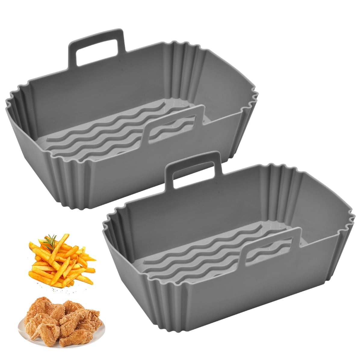 EcoNesxp Lightweight and easy to carry, silicone air fryer pot with handle, reusable air fryer liner, heat-resistant air fryer silicone basket, rectangular baking tray, air fryer accessories liner su