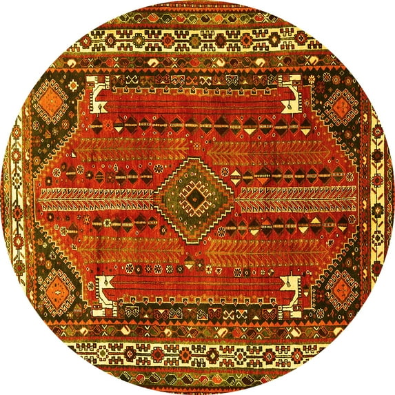 Ahgly Company Indoor Round Persian Yellow Traditional Area Rugs, 7' Round