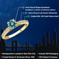 thumbnail image 2 of Gem Stone King 10K Yellow Gold Blue Moissanite and Lab Grown Diamond Engagement Ring for Women | 0.68 Cttw | Round 5MM | Gemstone Birthstone | Size 5, 2 of 6