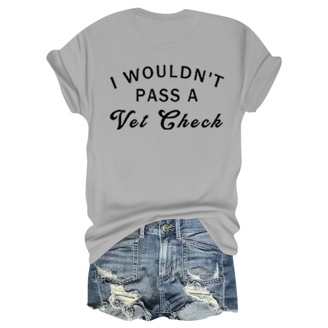 Liquidation! Uooqdmx T-Shirts Graphiques pour Femmes, Hauts Grande Taille pour Femmes, Hauts de Printemps pour Femmes 2025, Haut Décontracté à Col Rond Imprimé Lettre, Hauts Décontractés pour Femmes, Gris TTG