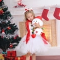 thumbnail image 6 of BemeyourBBs Kids Christmas Snowman Costume Girls Halter Tulle Princess Dress Scarf Headwear 3PCS Christmas Outfit Halloween Christmas Dress Up Costume, 6 of 9