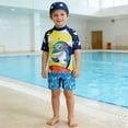 thumbnail image 2 of ibiyuan Infant Swimsuit Boy Boys Long Sleeve Dinosaur Swimsuit With Hood Sun Swimwear For Kids Thermal Rash Guard,3-4 Years, 2 of 4