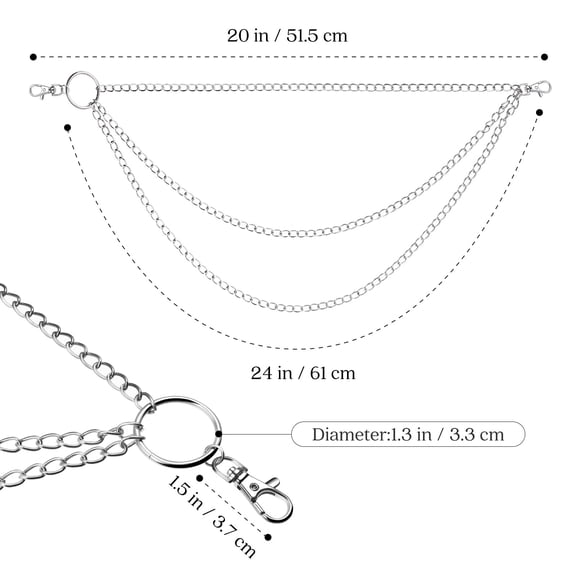 WORGEOUS 1Set Punk Cool Pants Jeans Chain Metal Waist Chain for Men and Women Silver