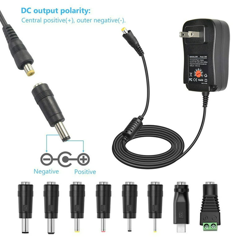 12W AC / DC Transformer Adapter Adjustable Power supply Universal Charger  for LED Light Strip 