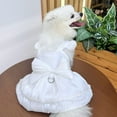 thumbnail image 4 of Dog Princess Dress for Small Dogs Cat Bow Dress with D-Ring Dog Girl Wedding Clothes Cute Puppy Tutu Skirt Doggy Summer (White, Large(7.7-11lb), 4 of 4
