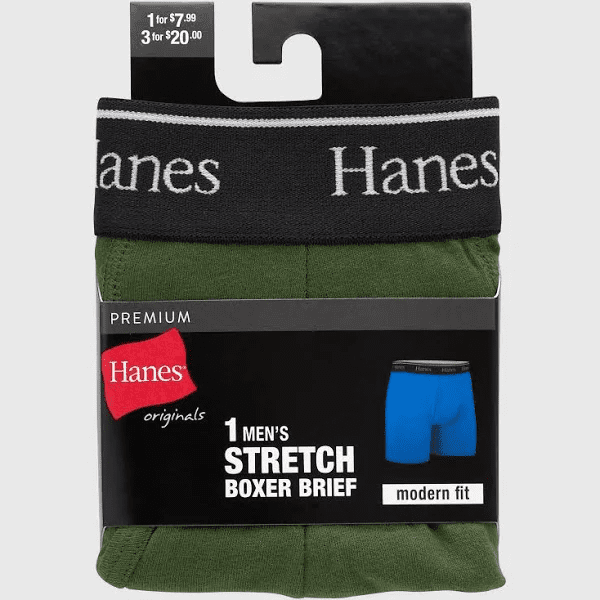 Hanes Originals Premium Men's Boxer Briefs - Olive Green, Small