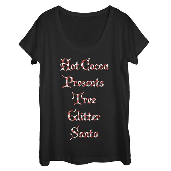 Women's Lost Gods Christmas Candy Cane List  Scoop Neck Black Small