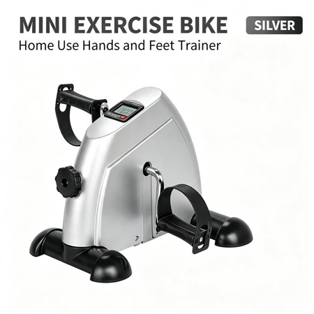LIANGKA Silver Mini Exercise Bike Hands and Feet Trainer Portable Fitness Pedal Equipment for Home Use