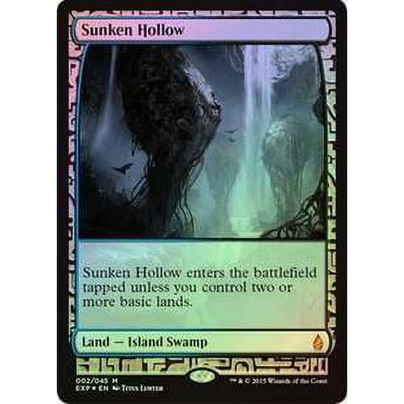 MtG Battle for Zendikar Mythic Rare FOIL Rare Sunken Hollow (Full Art Expedition)