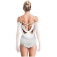 thumbnail image 3 of Aiihoo Womens Glittery Rhinestones Tassels Leotard Dance Shiny Rhinestones Latin Ballet Dancewear Ivory S, 3 of 7