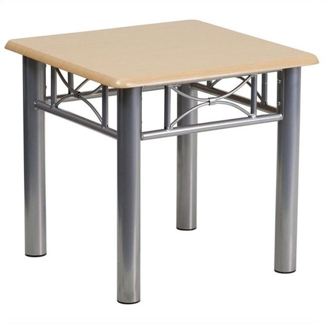 Bowery Hill Table d'Appoint en Stratifié avec Cadre en Acier Argenté Naturel