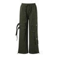 thumbnail image 3 of Women High Waist Cargo Pants Casual Pocket Tie Solid Color Cargo Pants Wide Leg Pants Womens Pants for Work Casual Slim Fit Pants for Women Casual Womens Pants Petite Casual Womens Stretchy Pants, 3 of 8