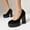 Black, variant on Women's Faux Suede Platform Pumps, Plus Size Comfortable Chunky Heel Dress Shoes, Black Round Toe High Heels for Daily Wear Office Shopping