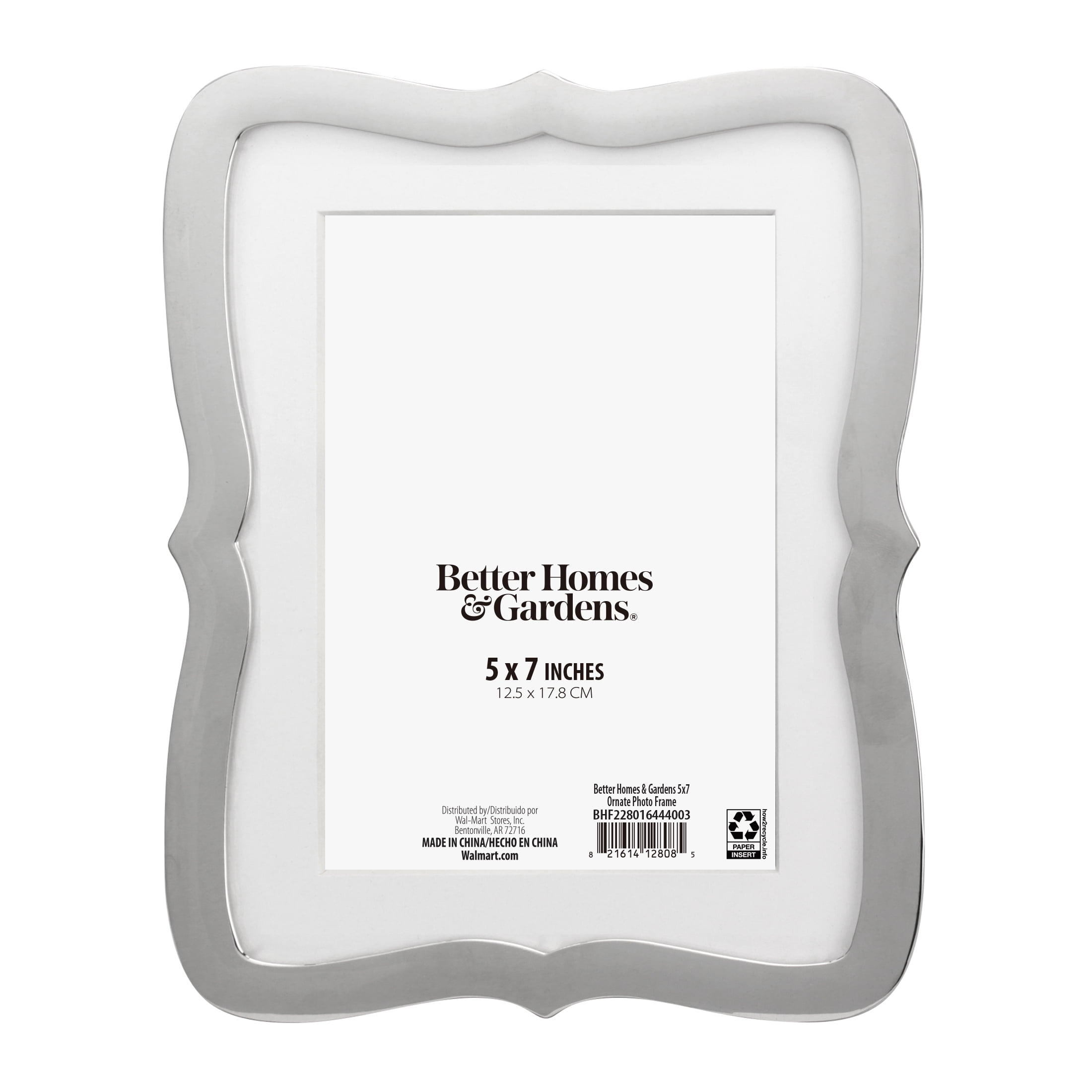 (2 pack) Better Homes & Gardens 5 x 7 Ornate Tabletop Picture Frame, Silver