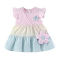 thumbnail image 2 of BAODANN Children's Dress With Floral Flying Sleeves Summer Dress For Toddlers 1 4 Years Old Girls Pumpkin Dress Baby Mini Dress Flower Girl Dress in Baby Holiday Christmas Dress Baby Girls Dress 4t, 2 of 8