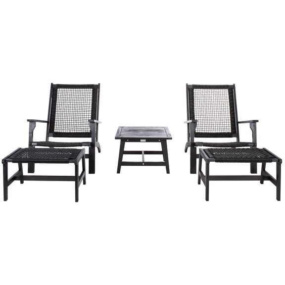 SAFAVIEH Chantelle Outdoor Patio 5 Piece Conversation Set, Black