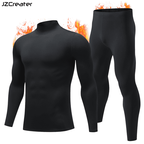 JZCreator Men's 2-Piece Turtleneck Thermal Set ,Warm Long Sleeve Base Layer Top & Pants ,Cold Weather Underwear M