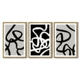 thumbnail image 4 of SHENIFY Black and White Lines Abstract Wall Art 16x24in3pcs Natural Framed Ink Wash Minimalist Canvas Painting Artwork, 4 of 5