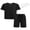 Black, variant on Boys Drop Shoulder T-Shirt & Drawstring Waist Shorts Set Casual Summer Clothes