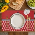 thumbnail image 4 of Red Morocco Placemats Set of 4, Ocean Nautical Anchor Stripe Geometric Placemats for Dining Table, Place Mats for Kitchen Tabletop, Waterproof Wipeable Dining Table Mats Set, 4 of 9