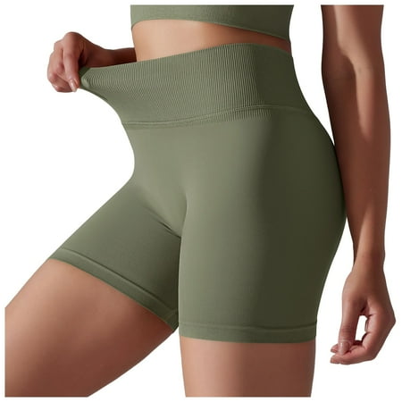 ZHAGHMIN Women Shorts Plus Size Women S Solid Color Seamless High Waist Tights Yoga Shorts Tummy Control Running Fitness Gym Shorts Pants AG SizeL