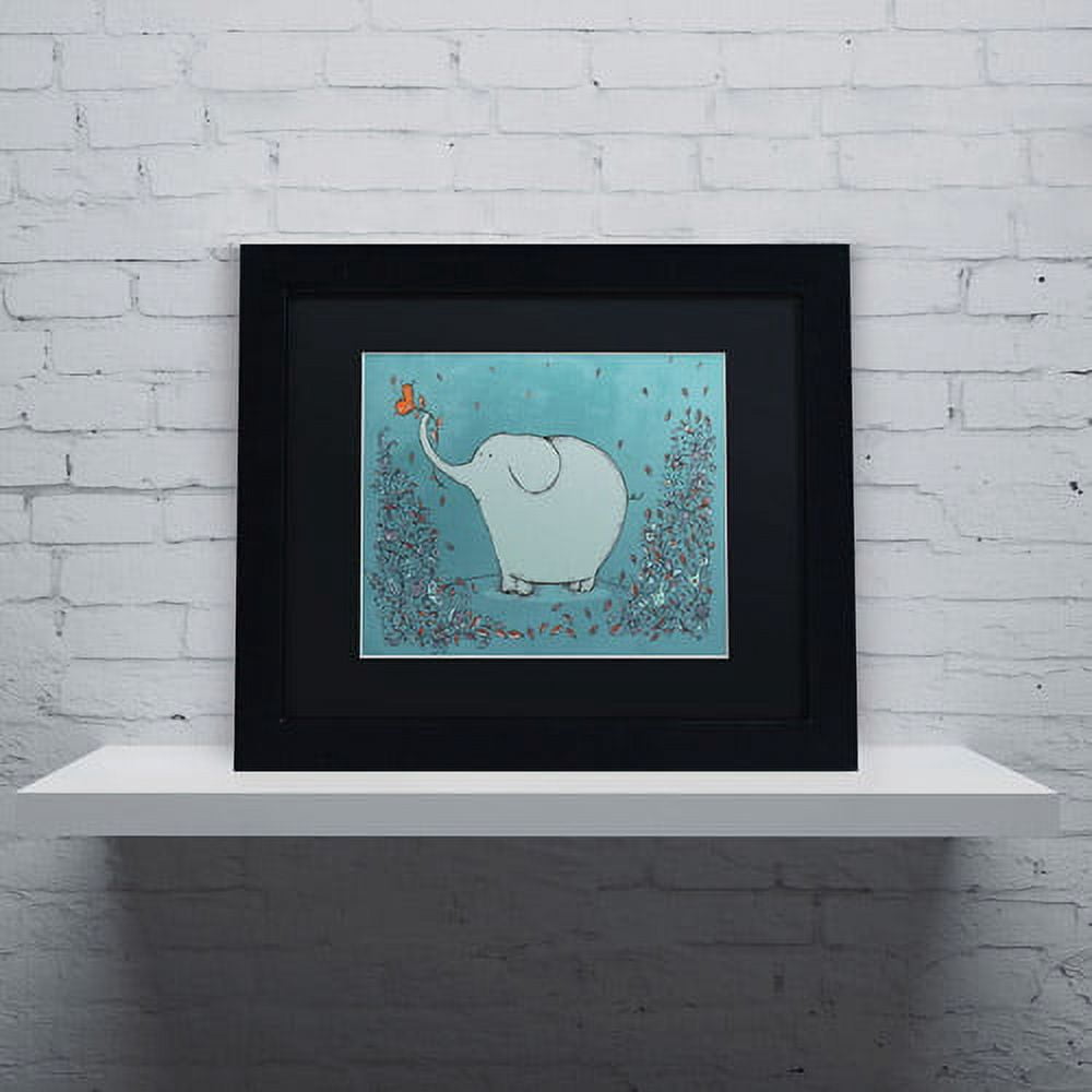 Trademark Fine Art "Garden Elephant" Canvas Art by Carla Martell, Black Matte, Black Frame