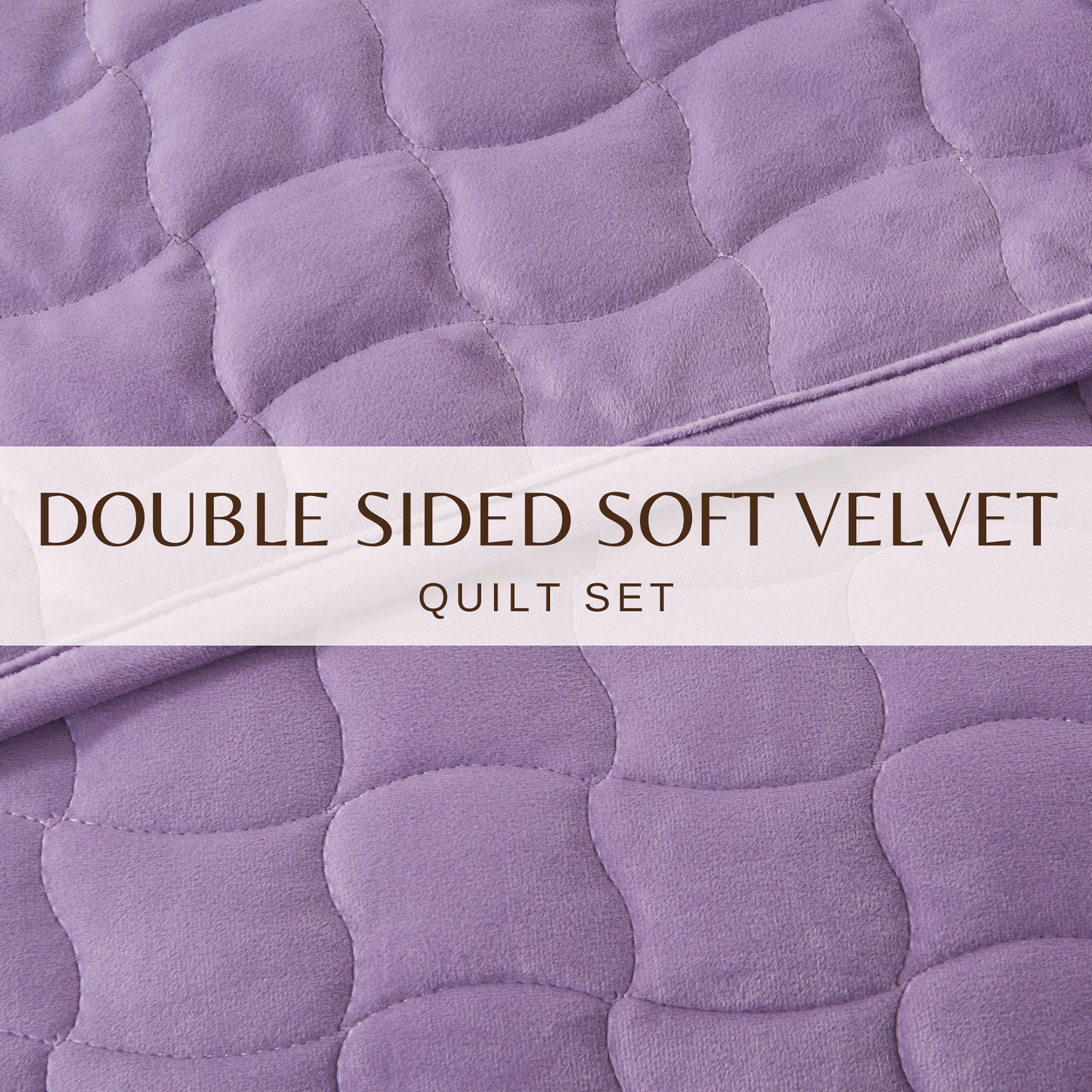 Dual-Sided Velvet Box-Stitched Heavyweight 2-Piece Twin Quilt Set, Lavender