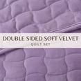 thumbnail image 4 of Dual-Sided Velvet Box-Stitched Heavyweight 3-Piece King Quilt Set, Lavender, 4 of 6