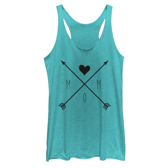 Women's CHIN UP Mom Crossed Arrows Racerback Tank Top Tahiti Blue Large
