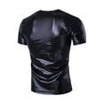 thumbnail image 5 of YONGHS Men's Liquid Shiny Metallic V-Neck Short Sleeve T-Shirt for Nightclub Tops Black L, 5 of 6