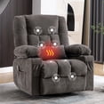 thumbnail image 7 of UHOMEPRO Swivel Rocker Recliner Chair with Massage and Heat, Reclining Lounge Chair with 8 Point Vibration, 65° Rocking, Cup Holders, USB Port and Storage Pockets, Grey, 7 of 7