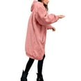 thumbnail image 4 of BLTIBY Sherpa Jacket Women 2024 Casual Solid Colour Fashion Long Sleeve Drawstring Full Zip Padded Coats Fuzzy Fleece Hooded Outwears Pink 5XL, 4 of 7