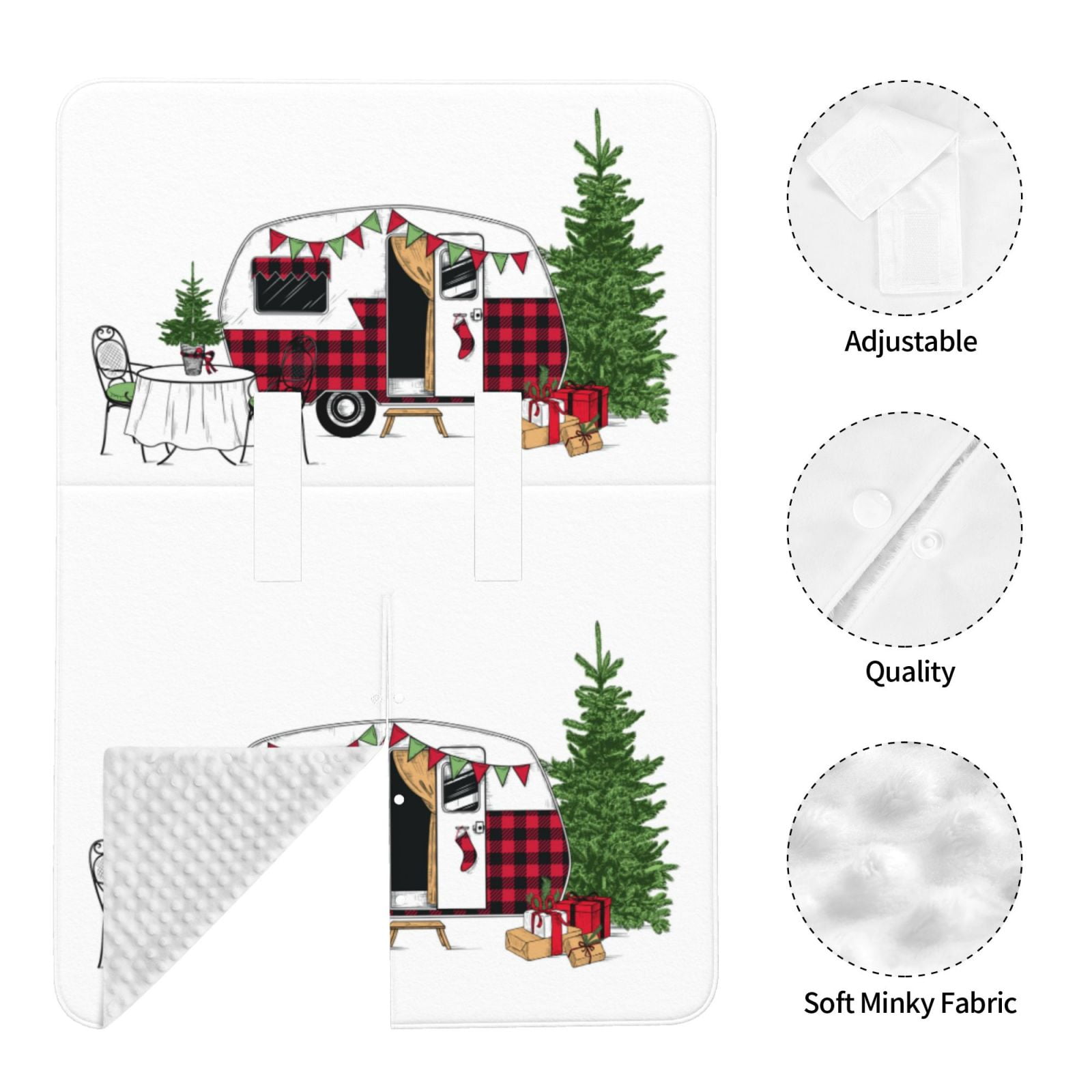 Naloa Vintage Buffalo Plaid Christmas Camper Baby Car Seat Cover, Breathable Baby Carrier Cover, Multiuse Baby Carrier Cover & Nursing Breastfeeding Cover