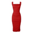 thumbnail image 5 of Womens Summer Off The Shoulder Ruched Bodycon Dresses Sleeveless Fitted Party Club Midi Back Dress Evening Fall Dresses Sequins Floor Length Dress Stretch Dress Long Bridesmaid Dresses Dresses Size 12, 5 of 6