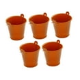 thumbnail image 3 of 5 cubos pequeños de metal para hielo, para pintar, portátiles, con asa, para mesa rústica. Naranja, 3 of 8