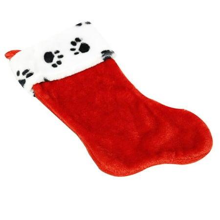 - Paw Print Plush Christmas Stocking 16 Inch Animal Pet New Dog Cat Decoration