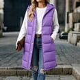thumbnail image 6 of Ywyfzly Women's Long Puffer Vest Hooded Zip Up Sleeveless Padded Gilet with Pockets Solid Color Fall Winter Outerwear Purple XL, 6 of 9